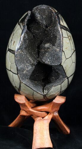 Septarian Dragon Egg Geode - Crystal Filled #37364